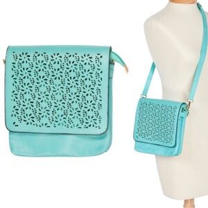 Laurel cutout turquoise crossbody bag